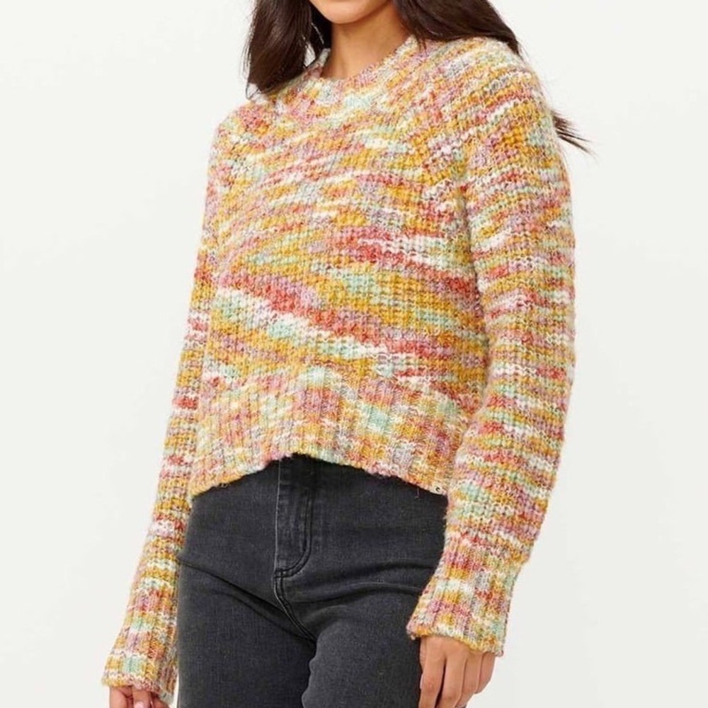 Rip Curl Colorful Striped Knit Mock Neck Sweater Size Large